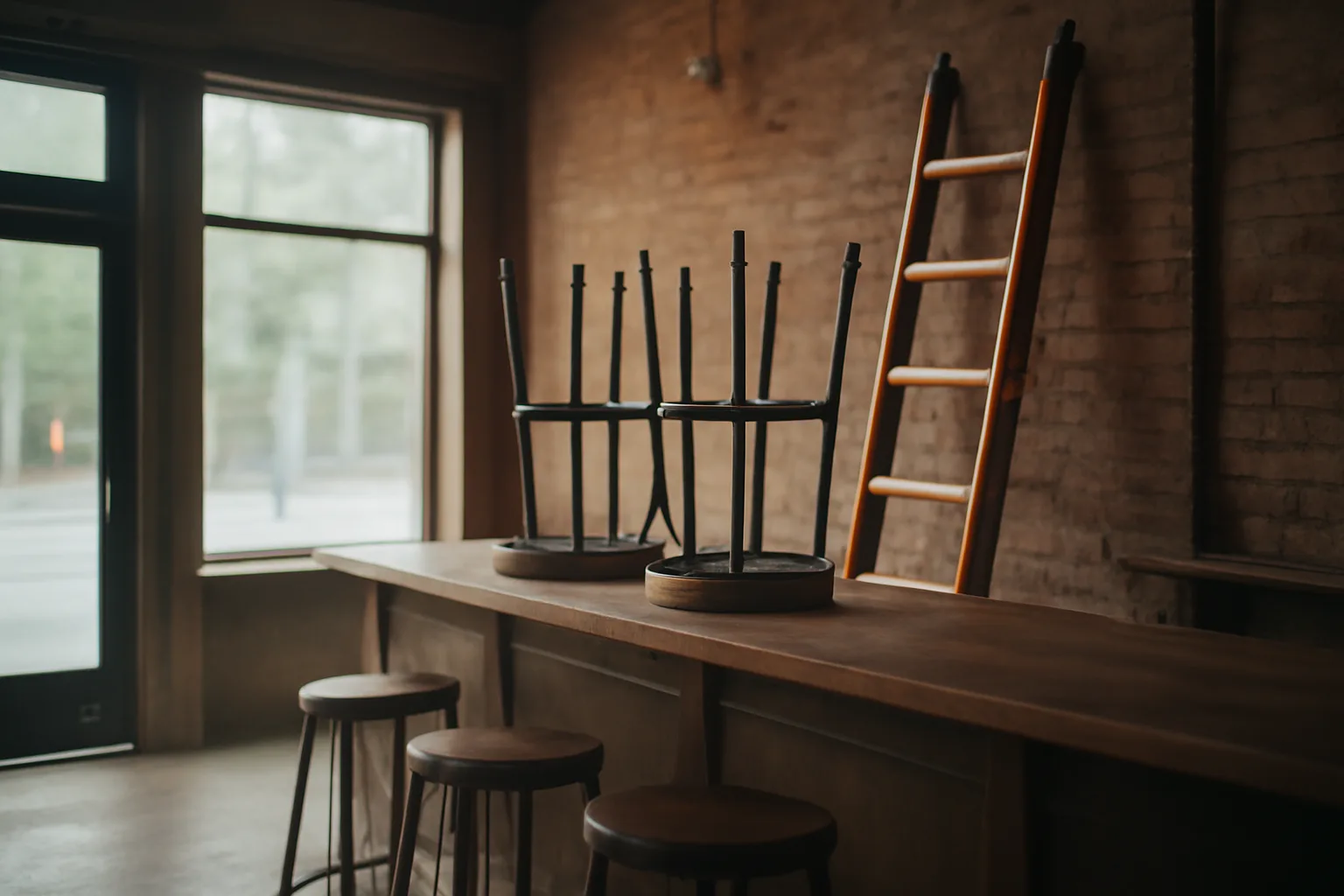 Empty bar interior during buildout while owner works on getting a bar license