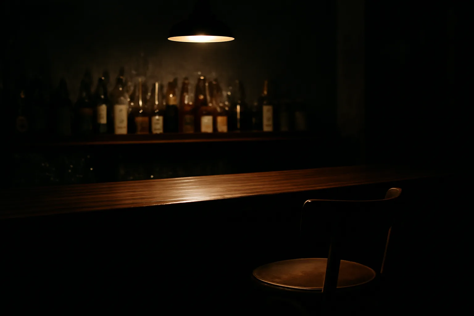 Empty bar counter at closing time symbolizing a liquor license violation investigation