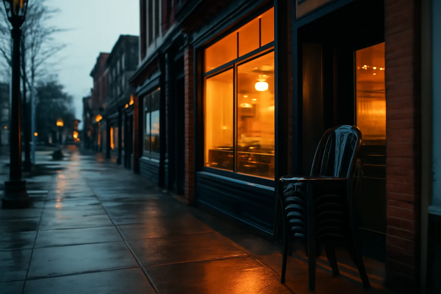 Restaurant storefront at dusk illustrating the cost of a liquor license in NJ