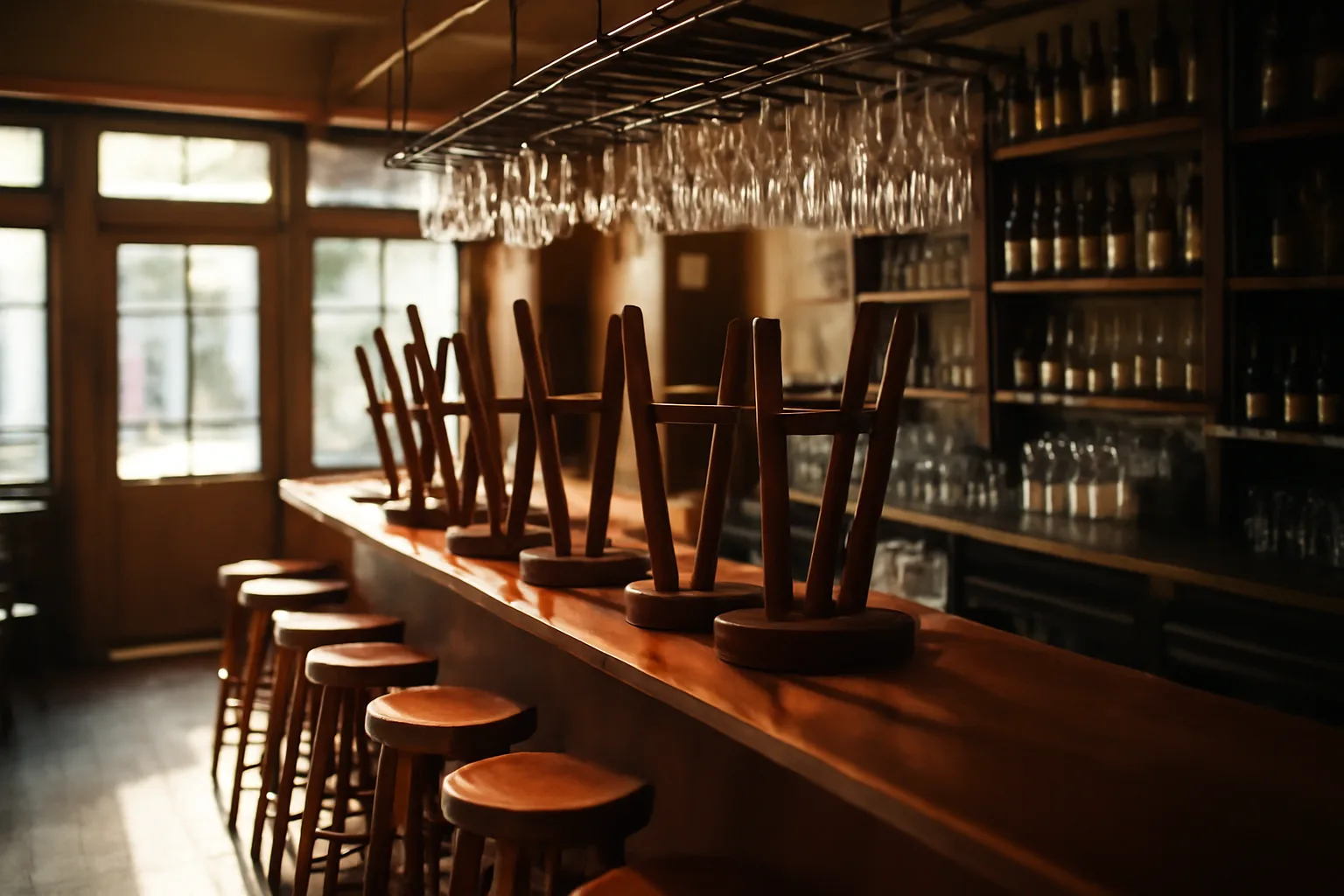 Empty restaurant bar interior before opening, representing Michigan liquor license planning