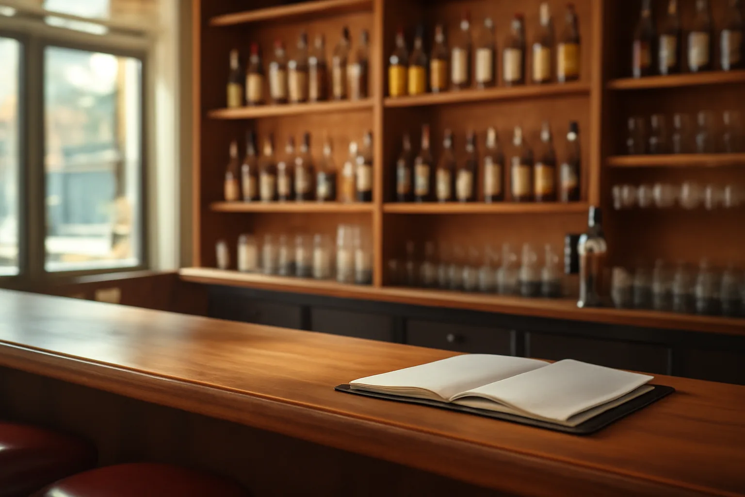 Restaurant bar counter with paperwork, illustrating Ohio liquor license price planning