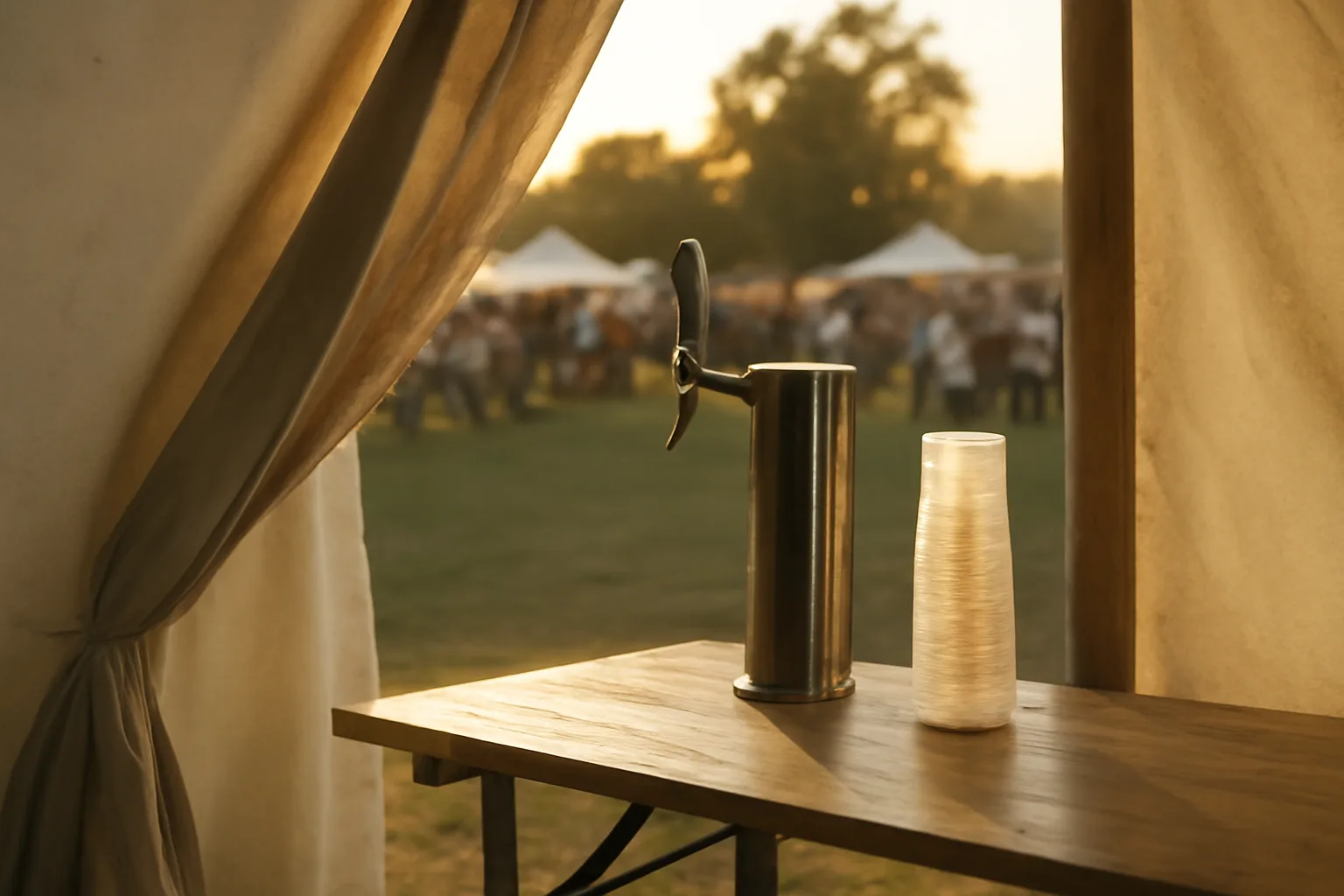 Outdoor festival beverage tent illustrating an ABC event license in use