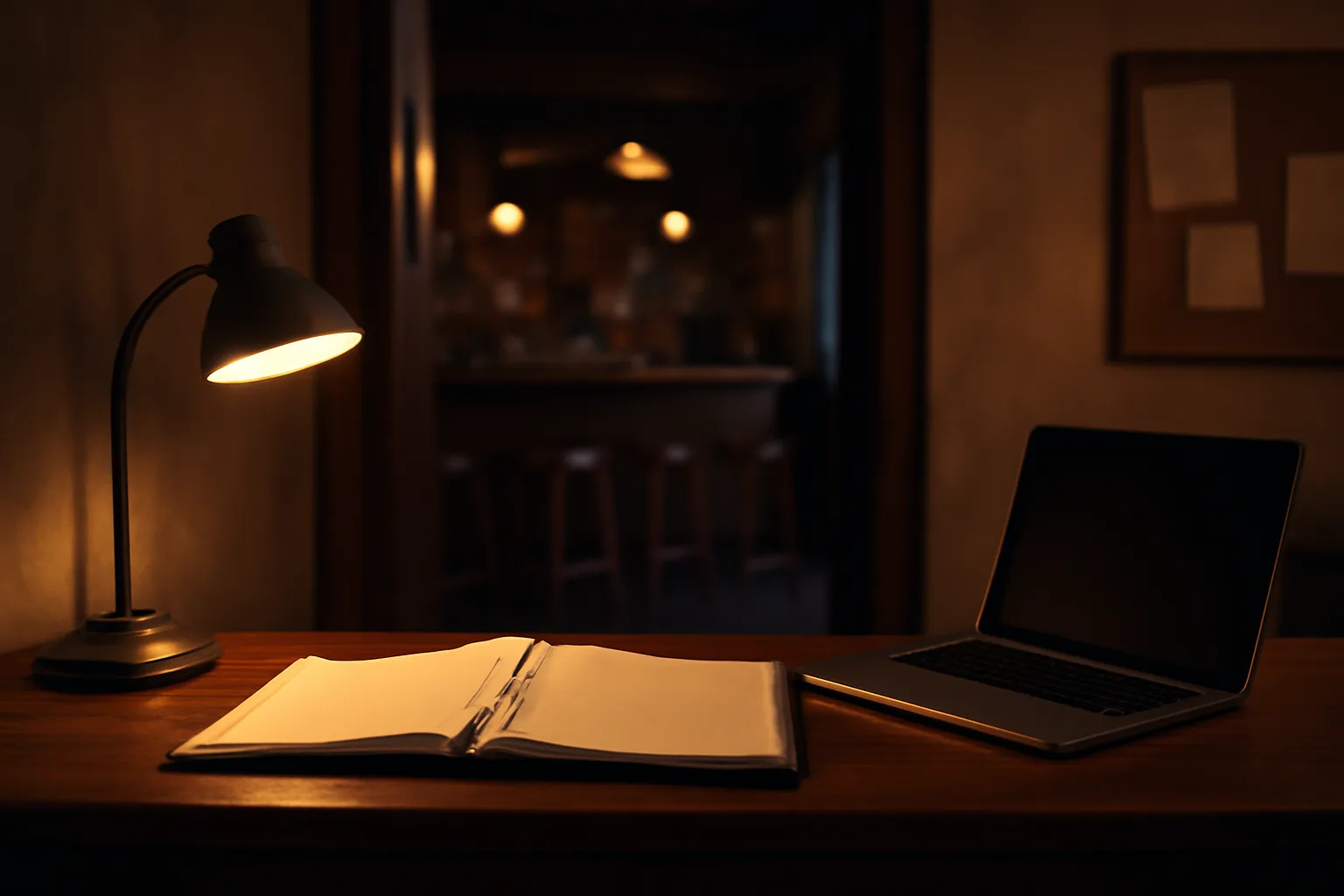 Bar owner's desk with license paperwork during alcohol business license application process