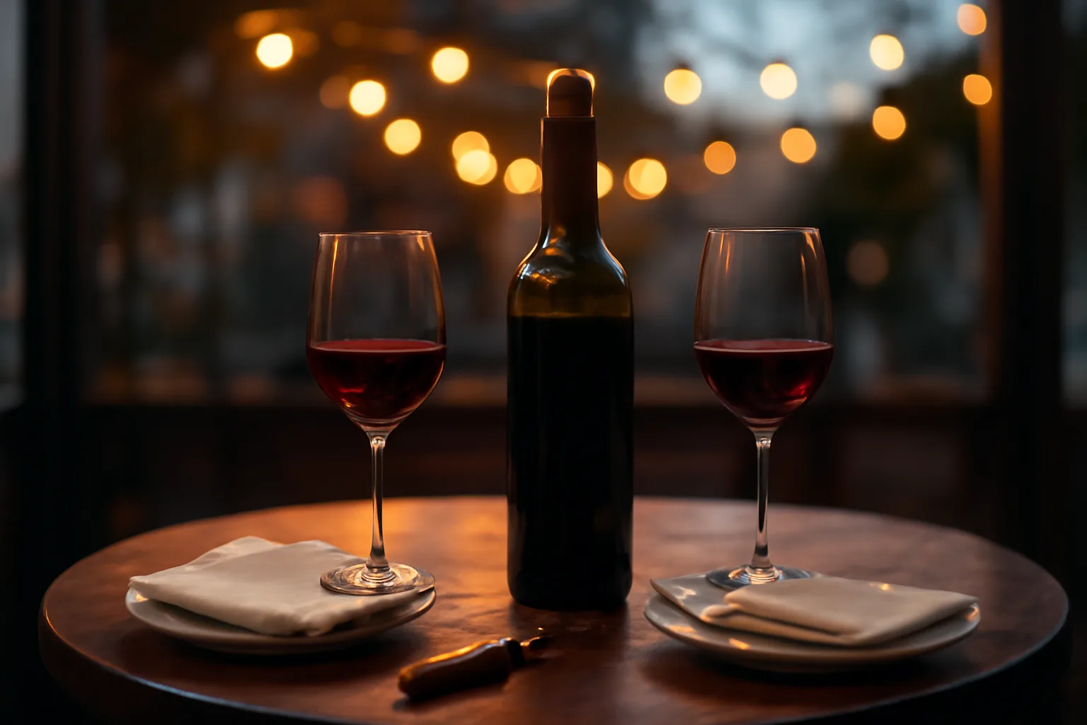 Restaurant table with customer-brought wine bottle, illustrating a BYOB liquor license question