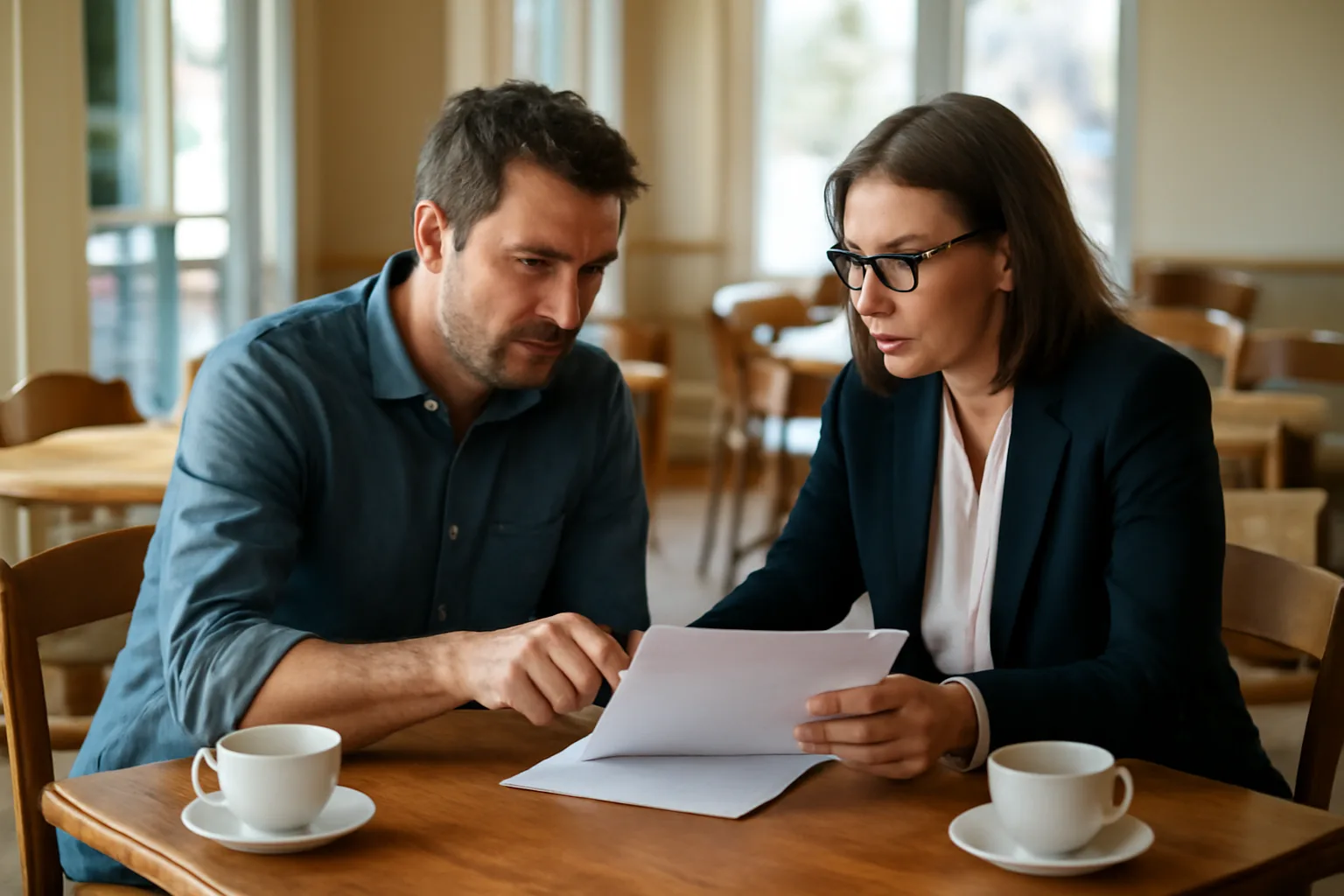 Restaurant owner reviewing lease documents before applying for a liquor license