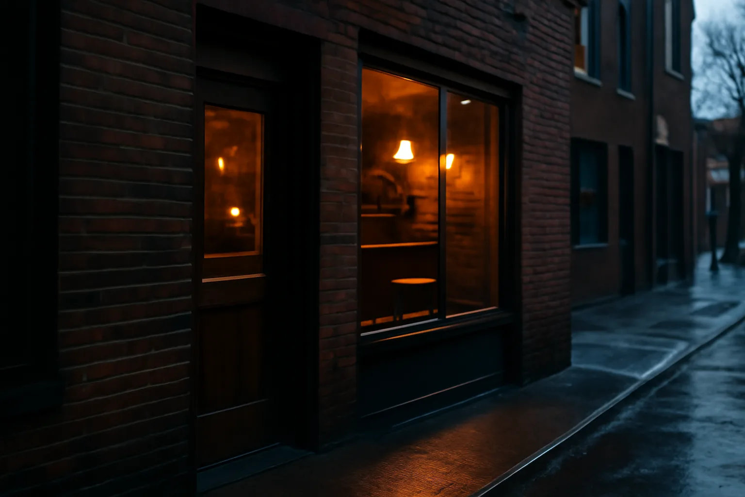 Chicago storefront bar exterior at dusk representing the liquor license process