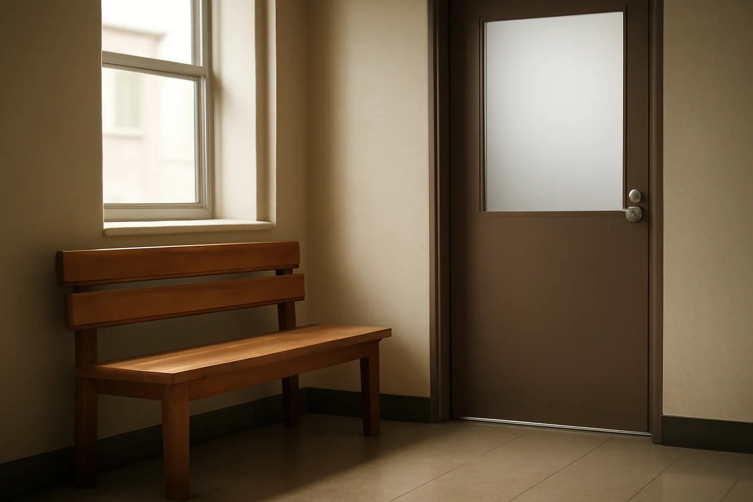 Empty state licensing office waiting room representing the ABC.ca.gov login process