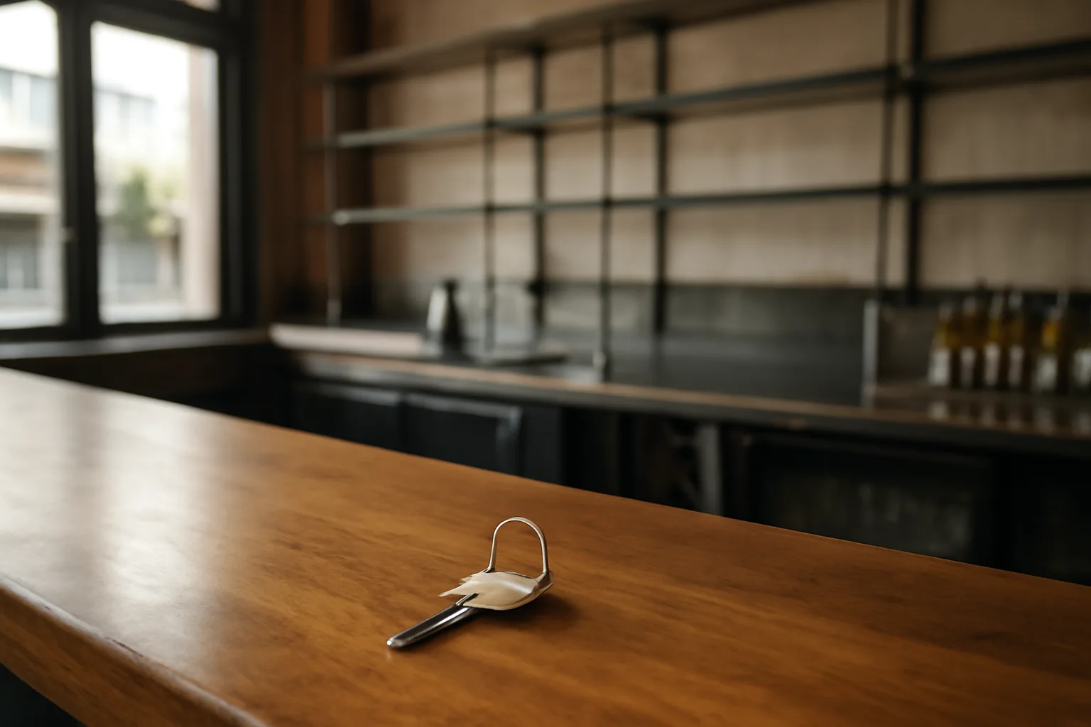 Empty restaurant bar counter with keys, representing the Kentucky ABC license setup process