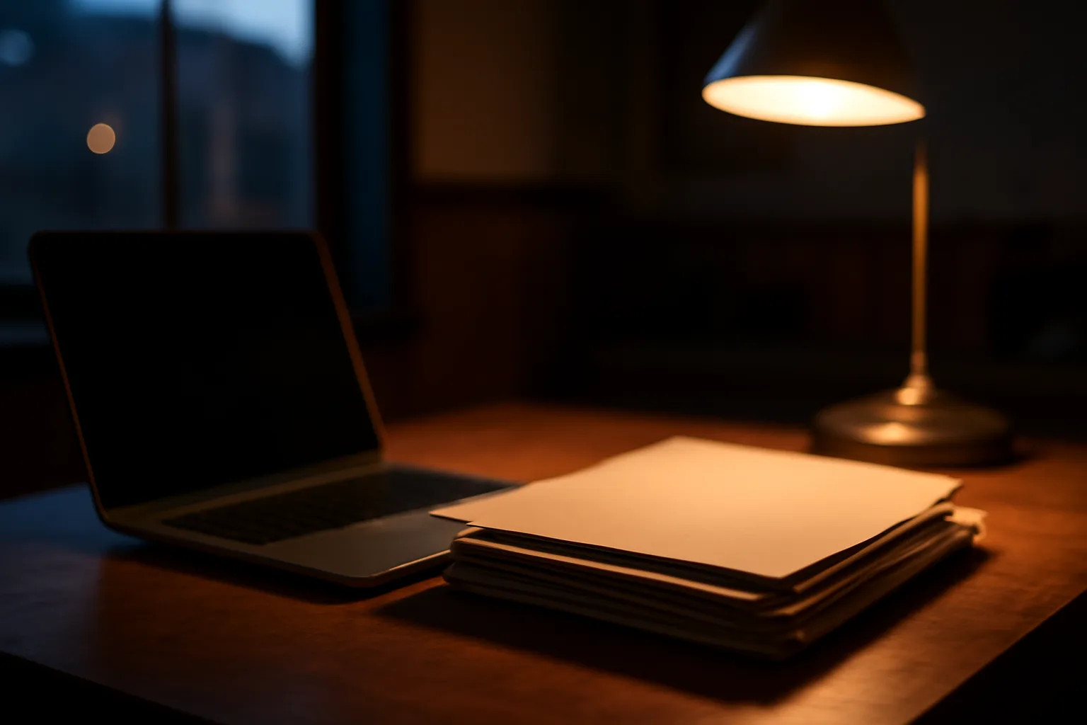 Restaurant owner's desk with lease paperwork prepared for a state liquor license application