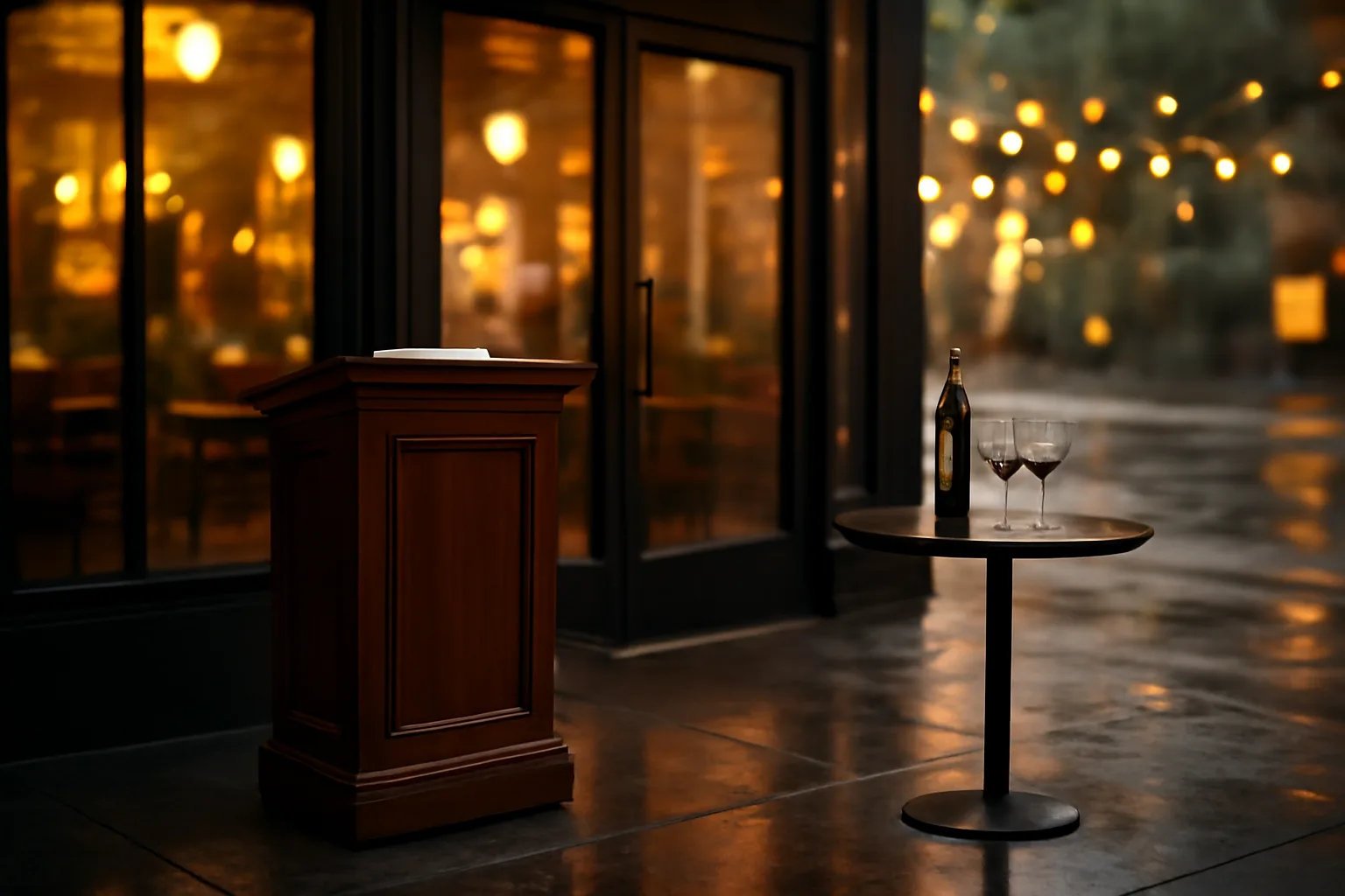 Restaurant entrance at dusk representing the process of getting a California ABC permit