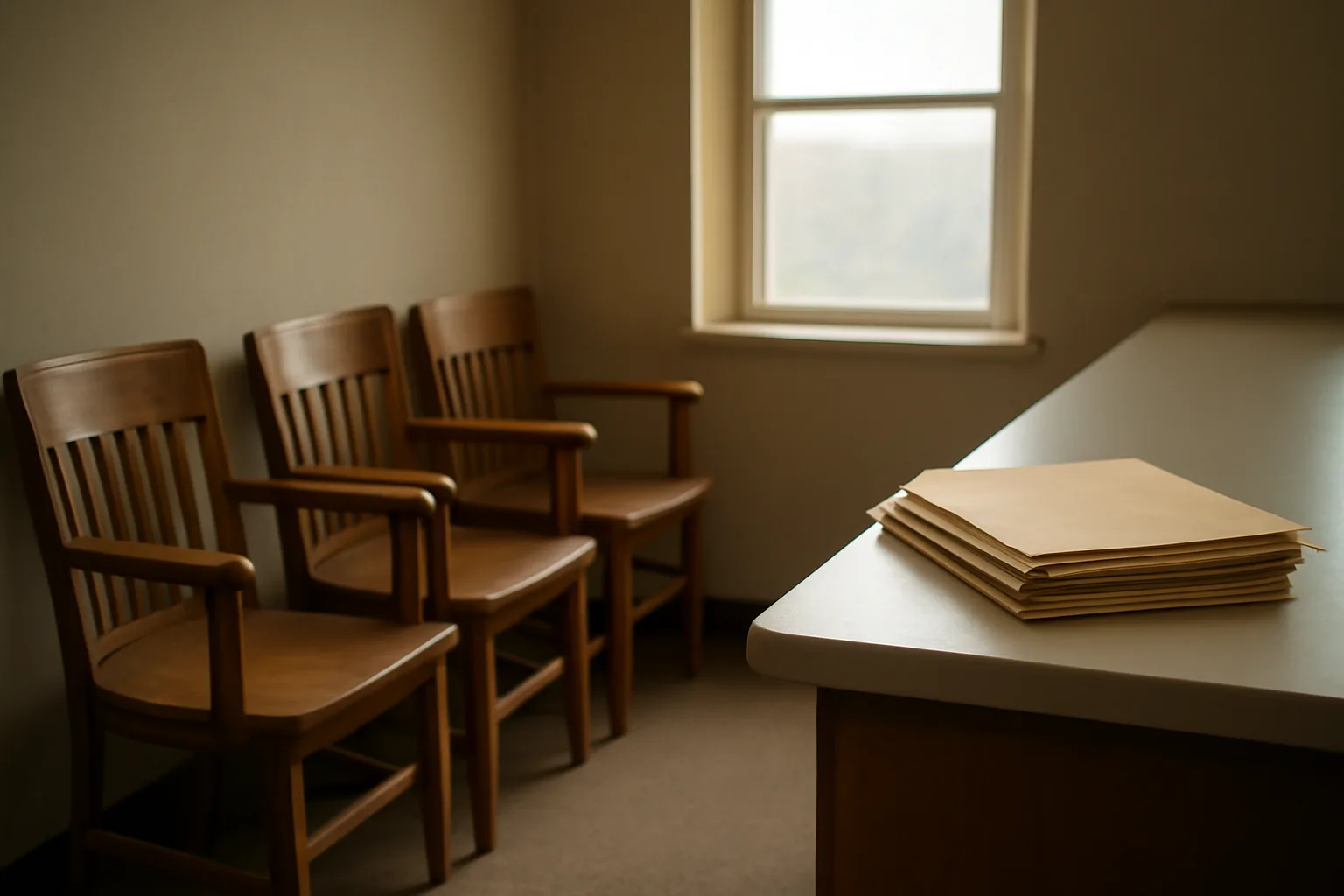 Waiting area outside a local liquor commissioner office where Illinois alcohol license applications are filed