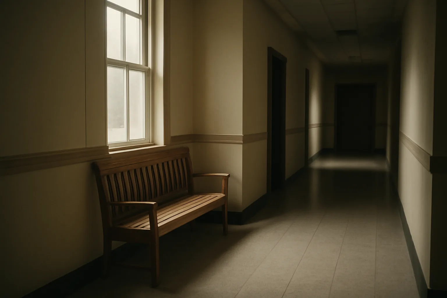 Empty municipal office hallway representing the NJ alcohol license application process