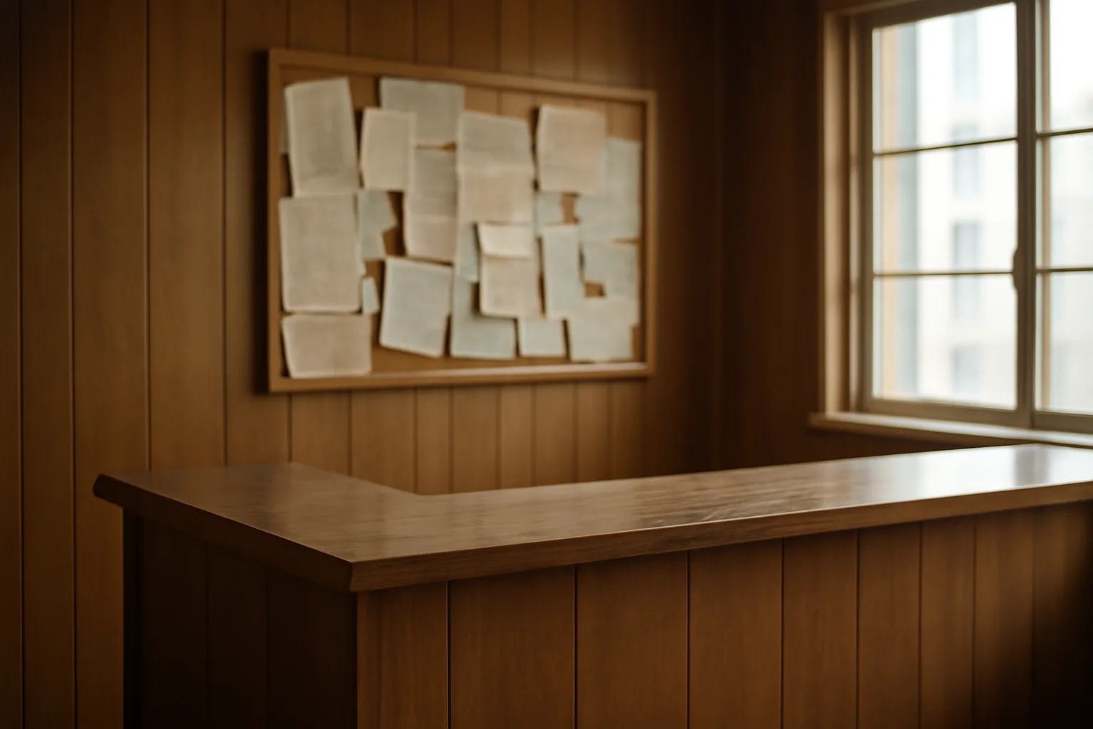 Government licensing office counter representing state liquor license application process