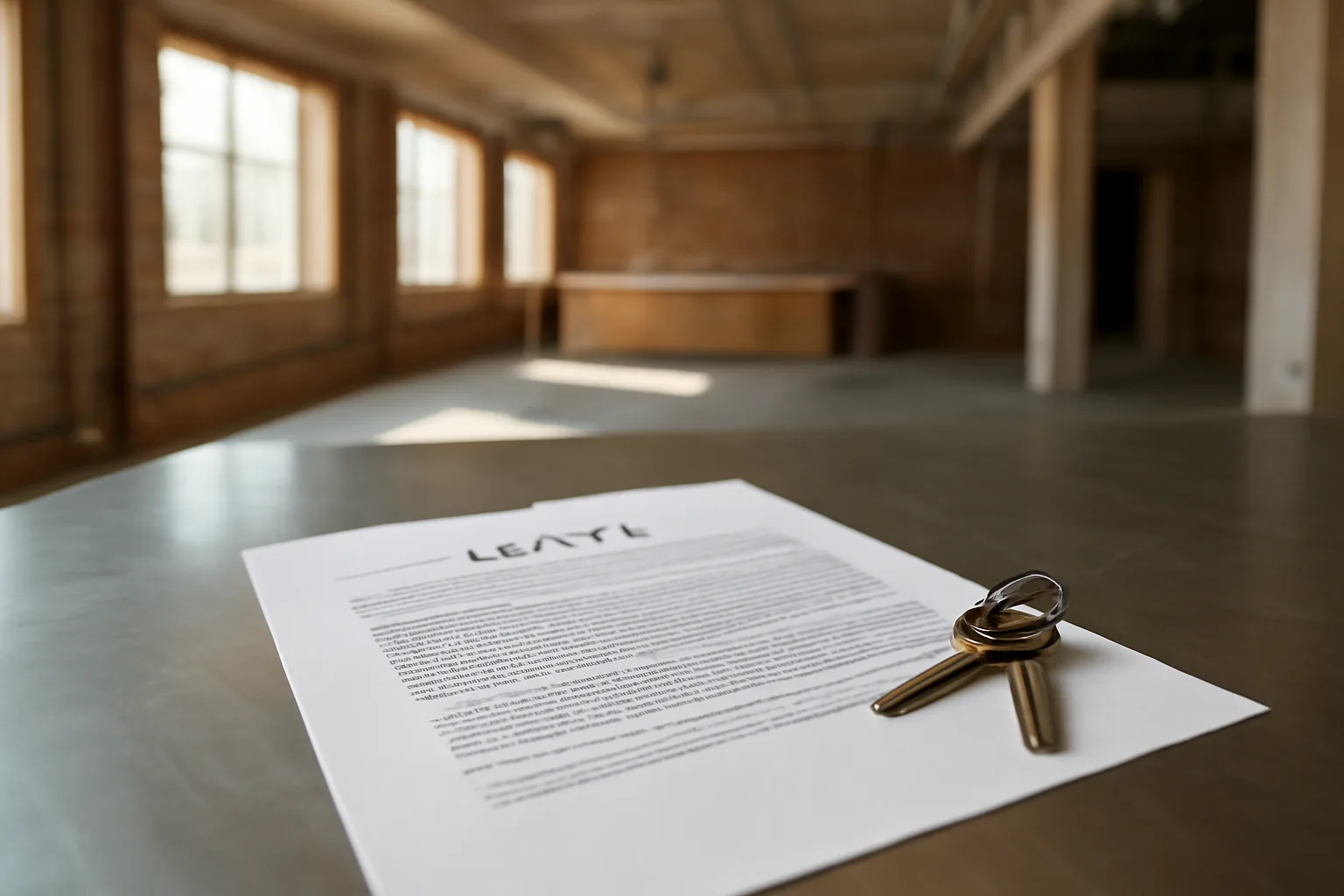 Keys and lease papers on a counter inside a bar under construction in California