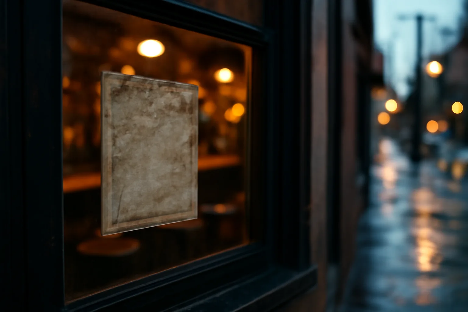 Liquor license certificate posted in a bar window used for a license lookup