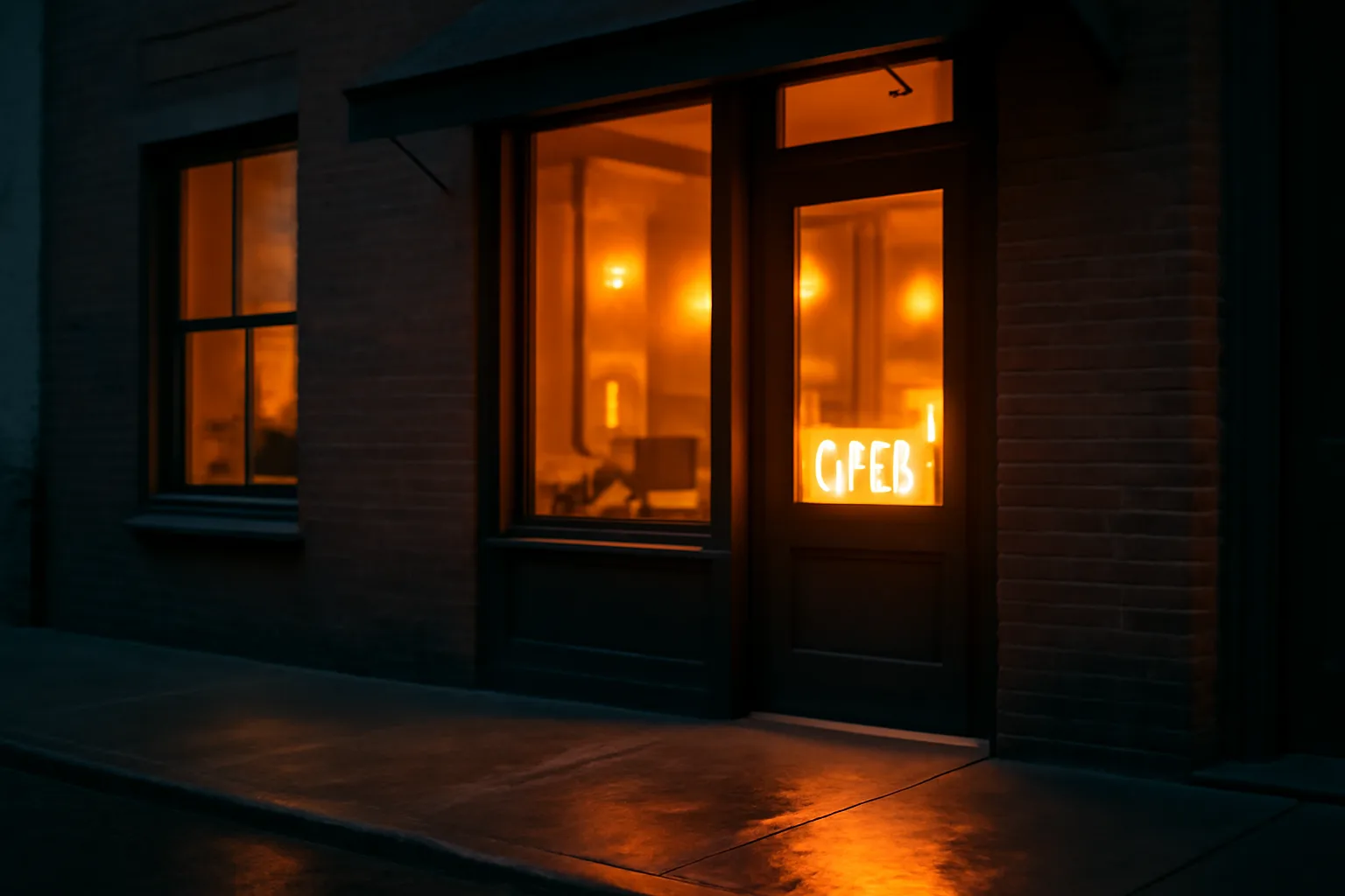 Restaurant entrance at dusk representing the cost of a liquor license in Michigan