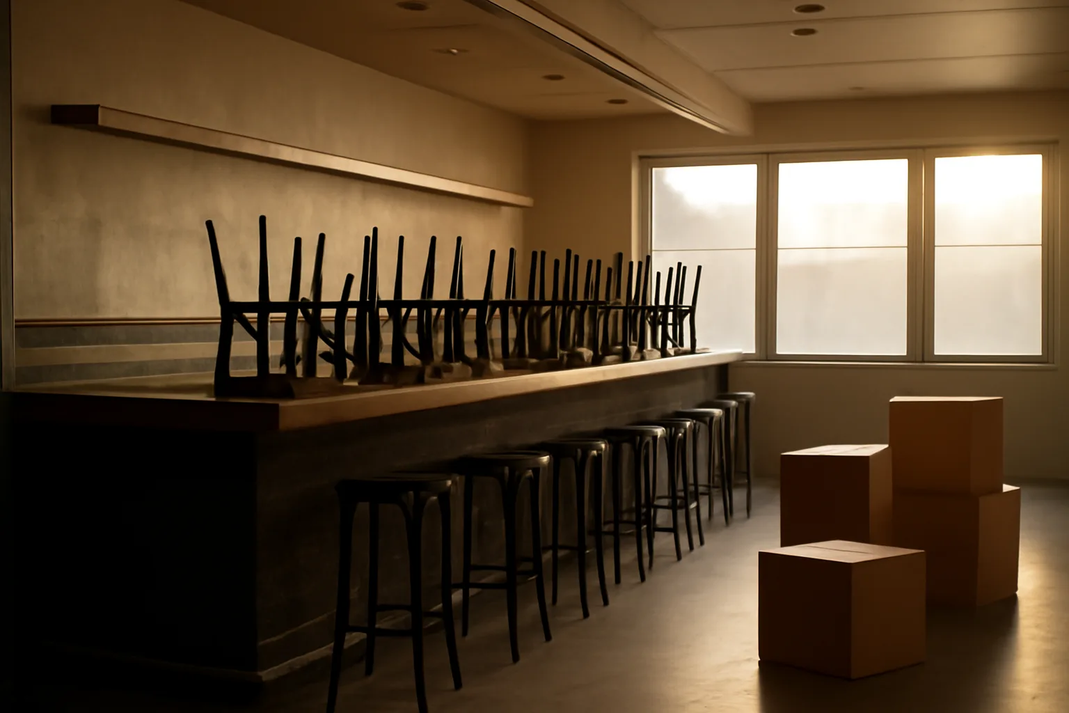 Empty new restaurant bar before opening, illustrating the Florida bar lawyer referral service and liquor licensing process