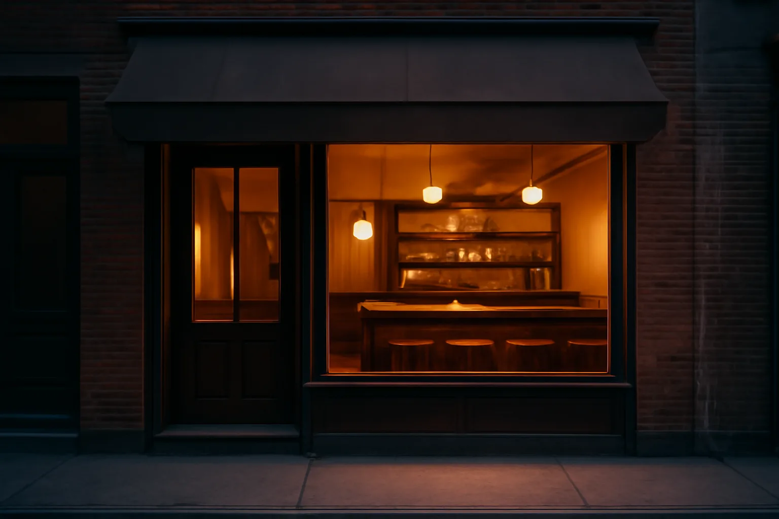 New York restaurant storefront at dusk illustrating liquor laws in ny state