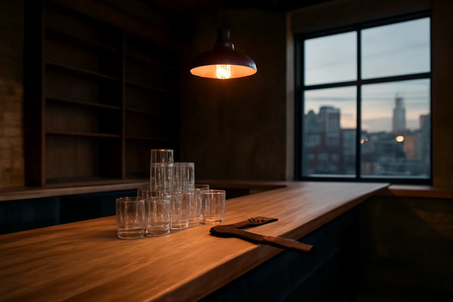 Empty new bar interior being prepared before opening in New York