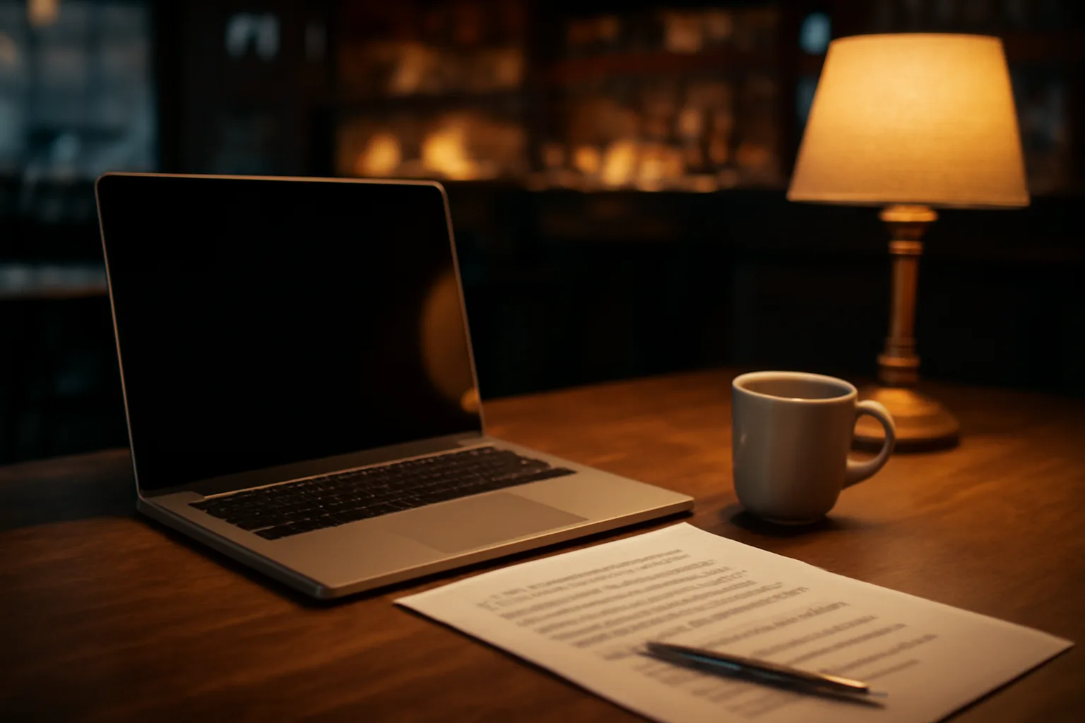 Desk scene showing laptop and lease paperwork related to VA ABC login and licensing